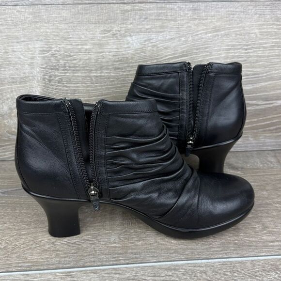Dansko Buffy Women’s ask 8.5-9/EU 39 Black Leather Slouch Zip Ankle Boots - Picture 11 of 12